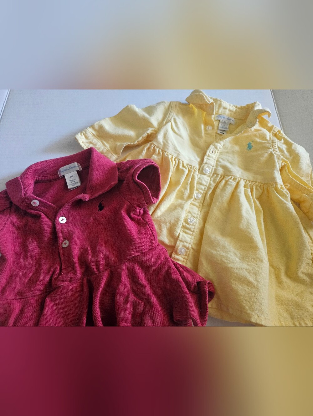 Ralph Lauren Baby Girls Red & Yellow Polo Dresses - 2pk